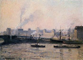 Camille Pissarro : The Boieldieu Bridge, Rouen, Fog